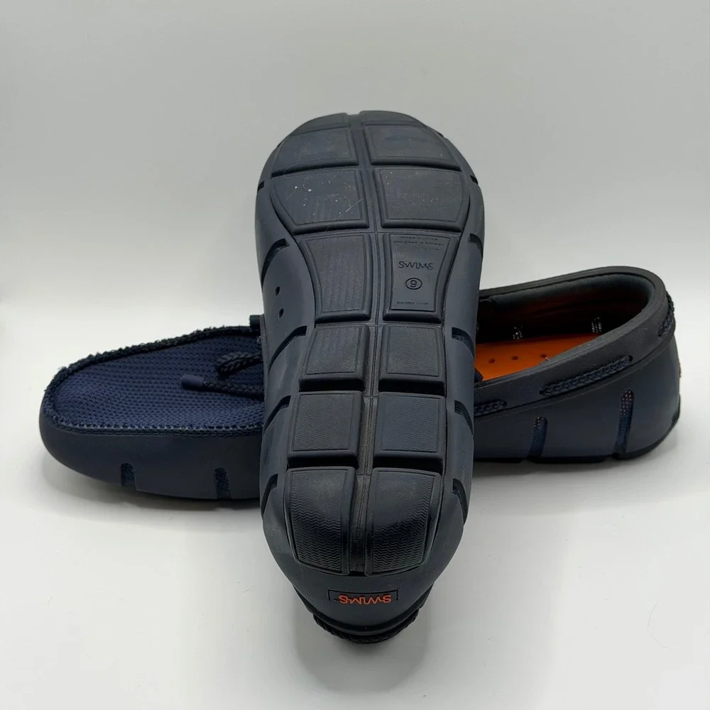 Swims Braided Lace Loafers Navy Blue Mesh Rubber Water Shoes Mens 9